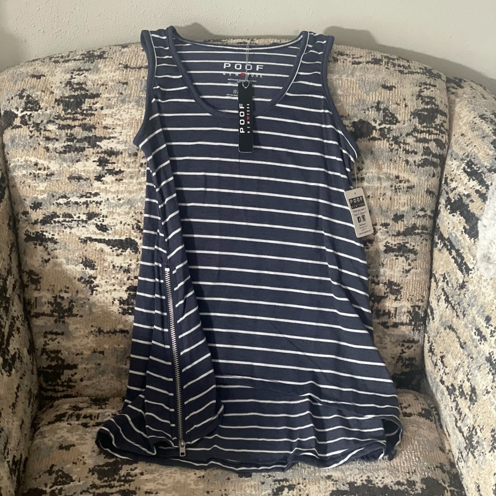 Navy White Stripe Tank